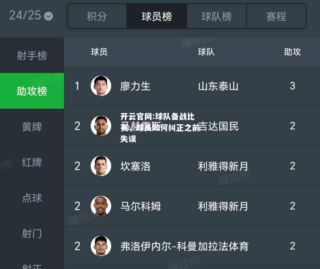 开云官网:球队备战比赛，球员如何纠正之前失误